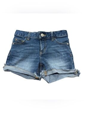 Justice Girls Blue Jean Cutoff Denim Short Size 12 Slim Shorts Dark Wash